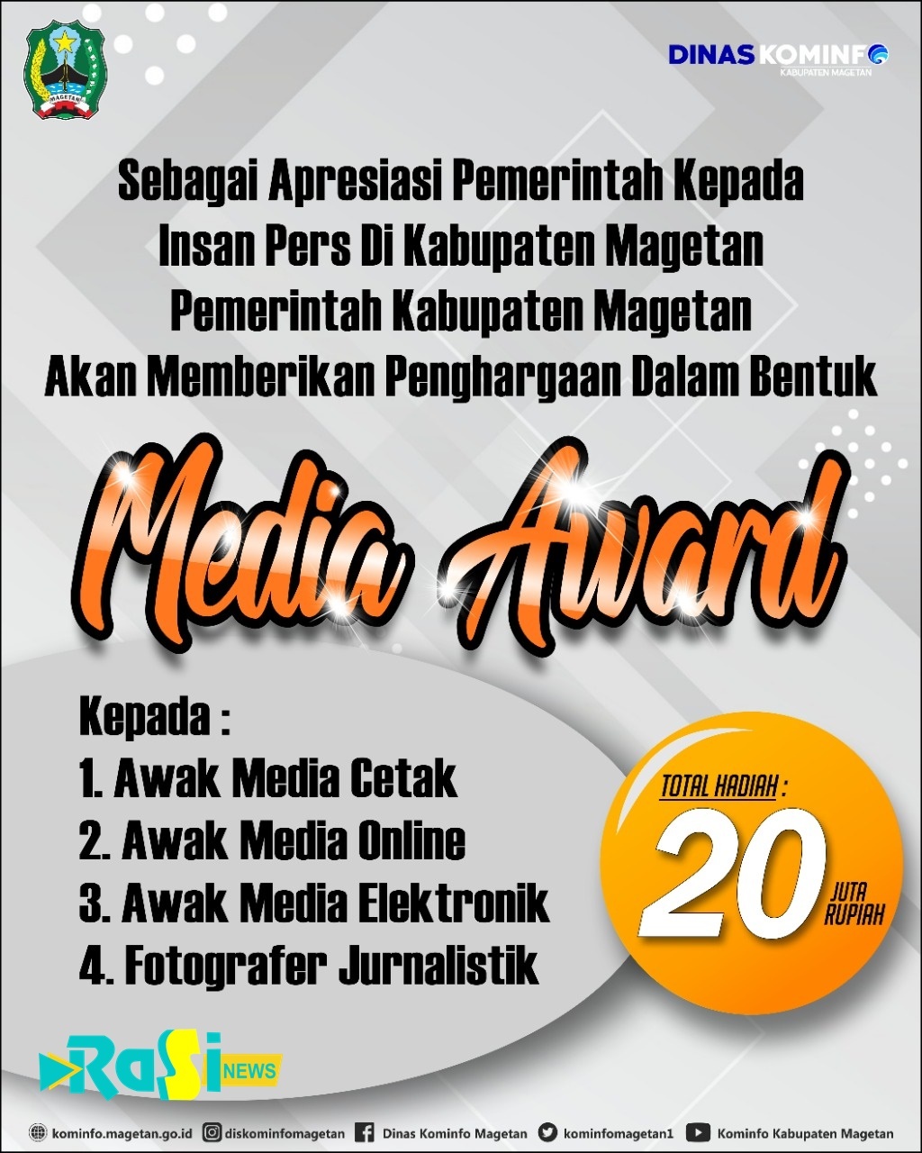 Gelar Media Award, Pemkab Magetan Berharap Sinergitas Antara Media Dengan Program Pemerintah.