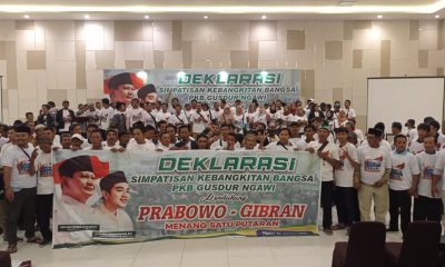 Simpatisan PKB Gus Dur di Ngawi Deklarasi Dukung - Prabowo Gibran : Agar Pilpres Satu Putaran.