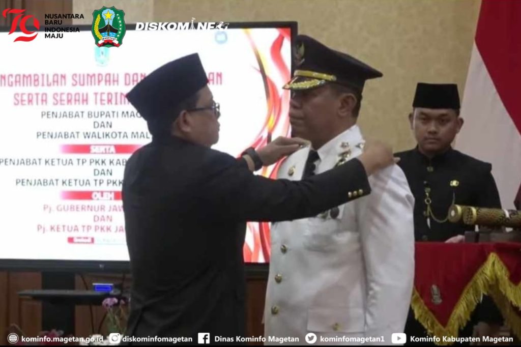Pj Gubernur Jawa Timur Resmi Lantik Nizhamul Gantikan Pj Bupati Magetan yang Mengundurkan Diri Mengikuti Pilkada 2024.